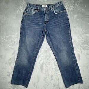 Free People Jeans Women's 30 Blue Straight Low Rise Curvy Siren Button Fly